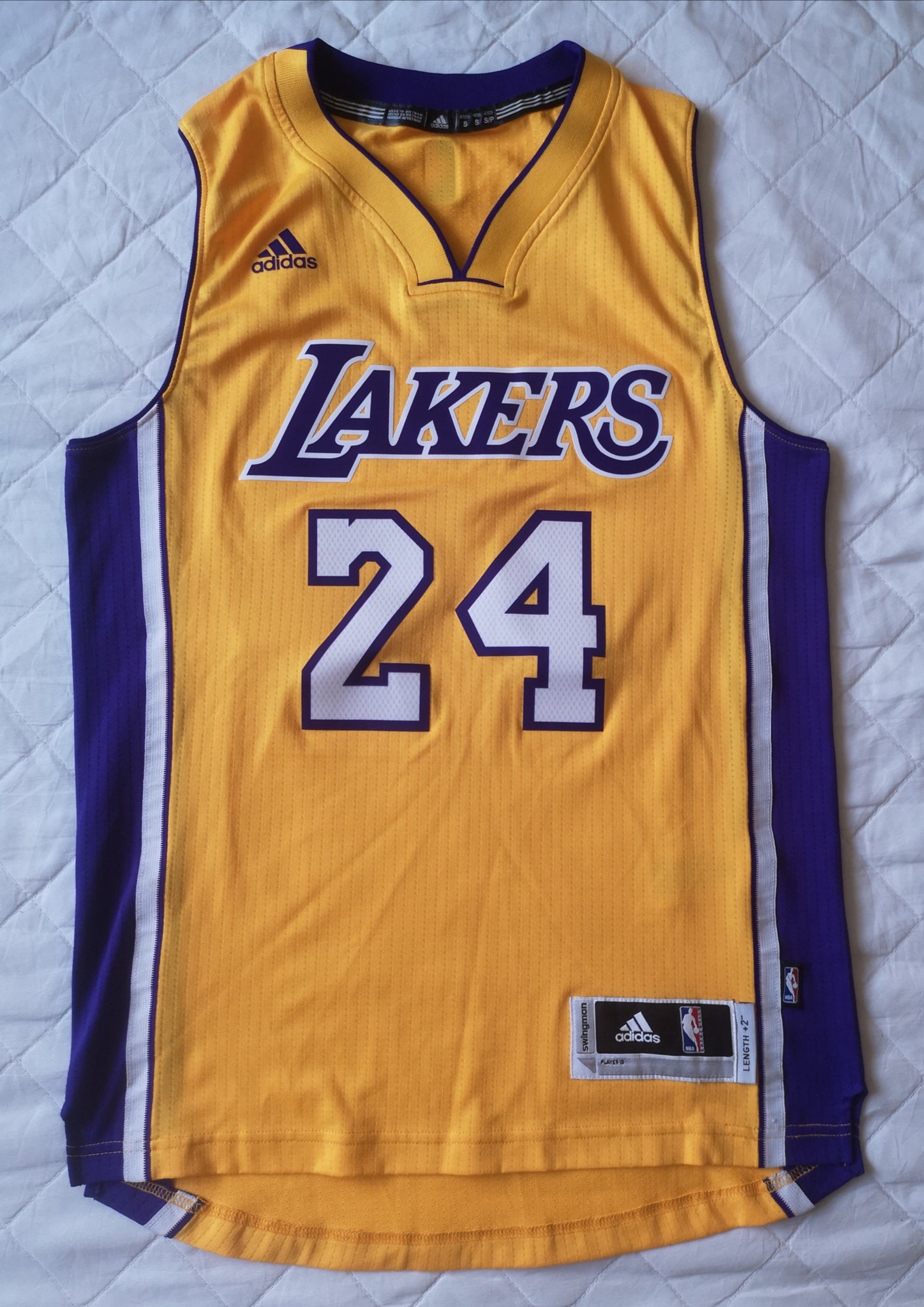 KOBE BRYANT #24 LOS ANGELES LAKERS Adidas Swingman Jersey Men WHITE SEWN  SMALL S