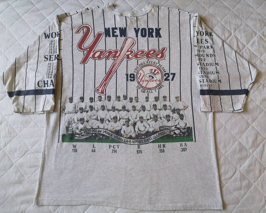Rare Vintage Shirt New York Yankees World Series Champions 1927 team 3/4 Sleeve Baseball MLB authentic Long Gone 1977