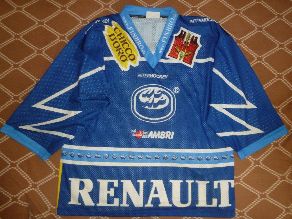 Match Worn Jersey Daniel Marois HC Ambri Piotta 2000-2001 Swiss National League Vintage